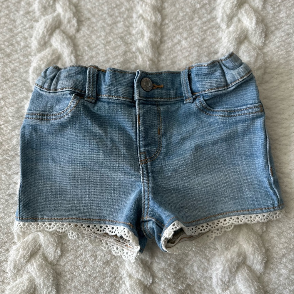 Carter's and OshKosh baby girl bundle 2 shorts + floral overall size 18 months - Picture 10 of 12